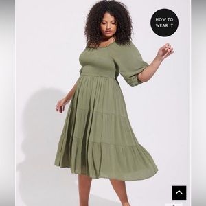 Torrid smocked gauze puff sleeve dress